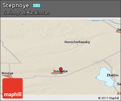 Shaded Relief Panoramic Map of Stepnoye