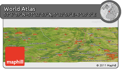 Satellite Panoramic Map of the Area around 51° 19' 36" N, 6° 1' 30" E