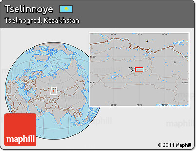 Gray Location Map of Tselinnoye