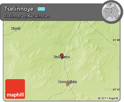 Physical Map of Tselinnoye