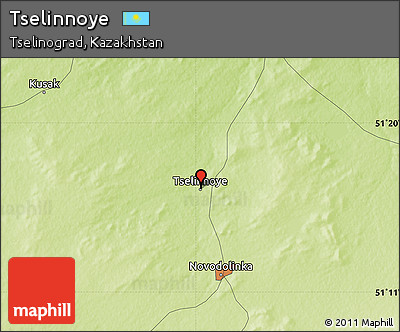 Physical Map of Tselinnoye