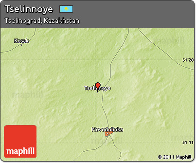 Physical Map of Tselinnoye