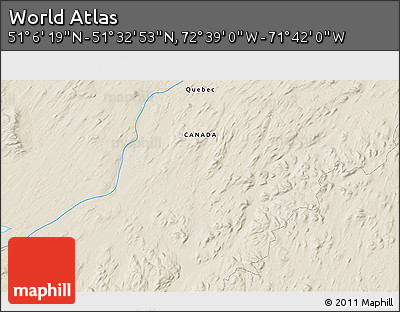 Shaded Relief 3D Map of the Area around 51° 19' 36" N, 72° 10' 30" W