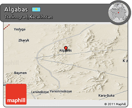 Shaded Relief Panoramic Map of Algabas