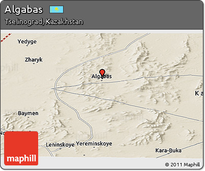 Shaded Relief Panoramic Map of Algabas