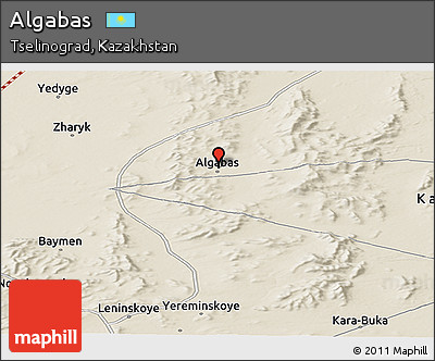 Shaded Relief Panoramic Map of Algabas