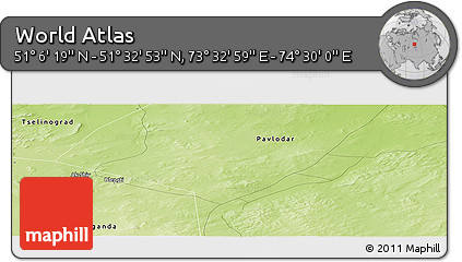 Physical Panoramic Map of the Area around 51° 19' 36" N, 74° 1' 30" E