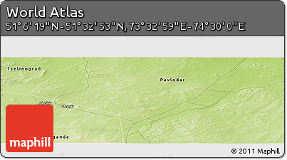 Physical Panoramic Map of the Area around 51° 19' 36" N, 74° 1' 30" E
