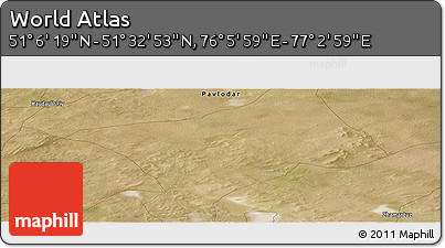 Satellite Panoramic Map of the Area around 51° 19' 36" N, 76° 34' 29" E