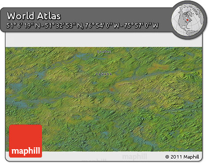 Satellite 3D Map of the Area around 51° 19' 36" N, 76° 25' 30" W