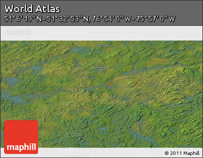 Satellite 3D Map of the Area around 51° 19' 36" N, 76° 25' 30" W