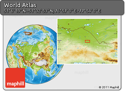 Physical Location Map of the Area around 51° 19' 36" N, 77° 25' 30" E