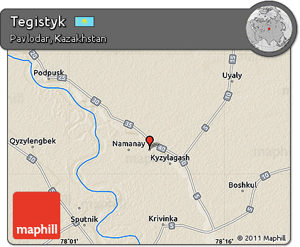 Shaded Relief Map of Tegistyk