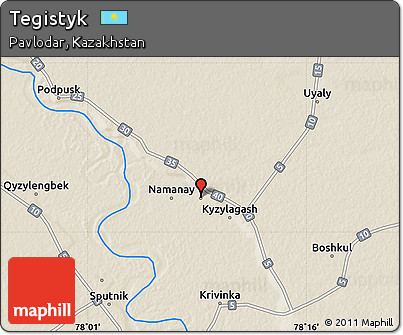 Shaded Relief Map of Tegistyk