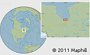 Savanna Style Location Map of the area around 51° 19' 36" N, 79° 49' 29" W, hill shading