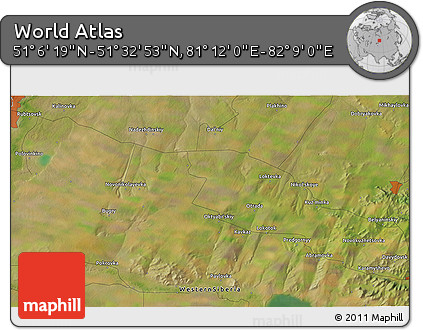 Satellite 3D Map of the Area around 51° 19' 36" N, 81° 40' 30" E