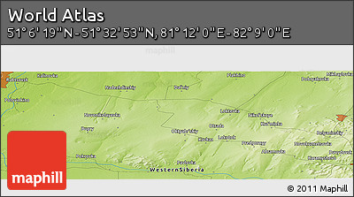 Physical Panoramic Map of the Area around 51° 19' 36" N, 81° 40' 30" E