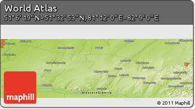 Physical Panoramic Map of the Area around 51° 19' 36" N, 81° 40' 30" E