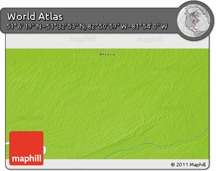 Physical 3D Map of the Area around 51° 19' 36" N, 82° 22' 30" W