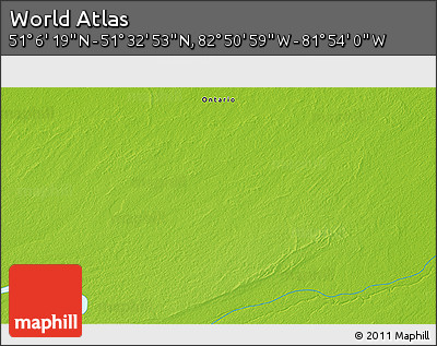 Physical 3D Map of the Area around 51° 19' 36" N, 82° 22' 30" W