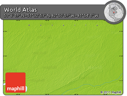 Physical Map of the Area around 51° 19' 36" N, 82° 22' 30" W