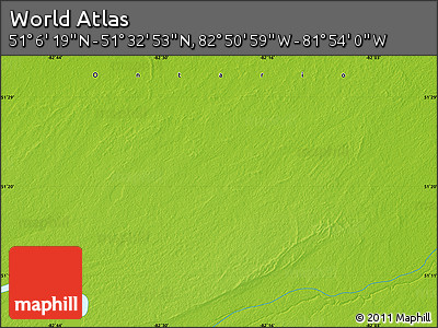 Physical Map of the Area around 51° 19' 36" N, 82° 22' 30" W