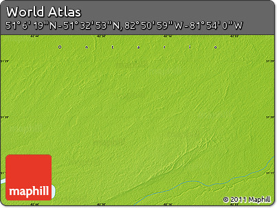 Physical Map of the Area around 51° 19' 36" N, 82° 22' 30" W