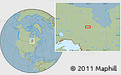 Savanna Style Location Map of the area around 51° 19' 36" N, 83° 13' 29" W, hill shading