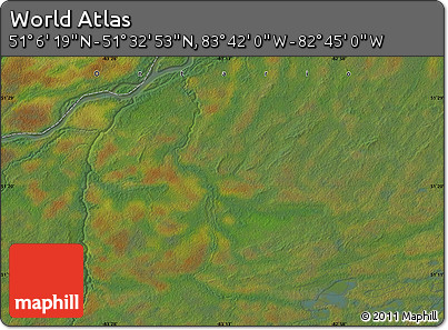 Satellite Map of the Area around 51° 19' 36" N, 83° 13' 29" W
