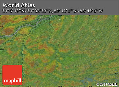 Satellite Map of the Area around 51° 19' 36" N, 83° 13' 29" W