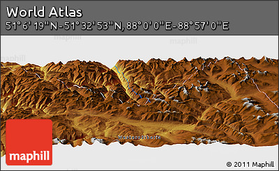 Physical Panoramic Map of the Area around 51° 19' 36" N, 88° 28' 29" E