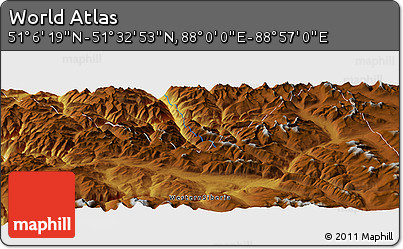 Physical Panoramic Map of the Area around 51° 19' 36" N, 88° 28' 29" E