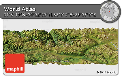 Satellite Panoramic Map of the Area around 51° 19' 36" N, 88° 28' 29" E