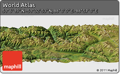 Satellite Panoramic Map of the Area around 51° 19' 36" N, 88° 28' 29" E