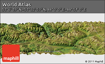 Satellite Panoramic Map of the Area around 51° 19' 36" N, 88° 28' 29" E