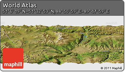 Satellite Panoramic Map of the Area around 51° 19' 36" N, 89° 19' 29" E