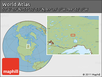 Savanna Style Location Map of the Area around 51° 19' 36" N, 89° 10' 30" W