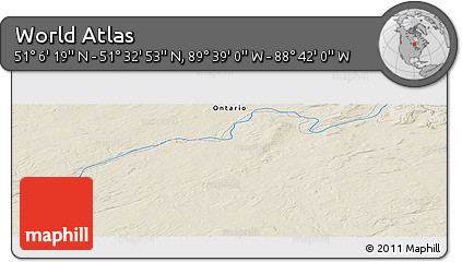 Shaded Relief Panoramic Map of the Area around 51° 19' 36" N, 89° 10' 30" W