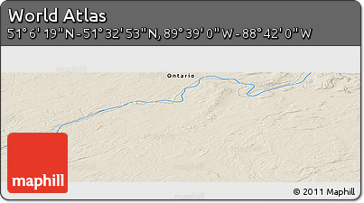 Shaded Relief Panoramic Map of the Area around 51° 19' 36" N, 89° 10' 30" W