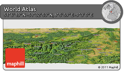 Satellite Panoramic Map of the Area around 51° 19' 36" N, 8° 34' 29" E