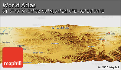 Physical Panoramic Map of the Area around 51° 19' 36" N, 91° 52' 30" E