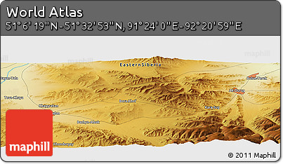 Physical Panoramic Map of the Area around 51° 19' 36" N, 91° 52' 30" E