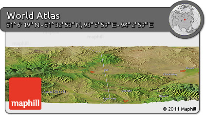 Satellite Panoramic Map of the Area around 51° 19' 36" N, 93° 34' 29" E