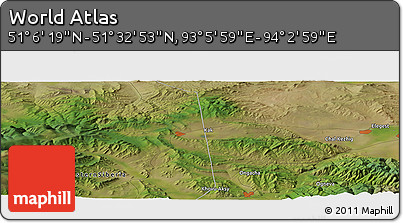 Satellite Panoramic Map of the Area around 51° 19' 36" N, 93° 34' 29" E
