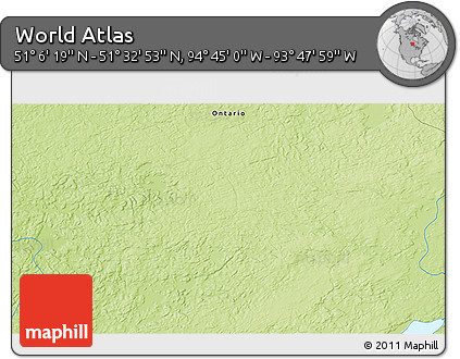 Physical 3D Map of the Area around 51° 19' 36" N, 94° 16' 30" W