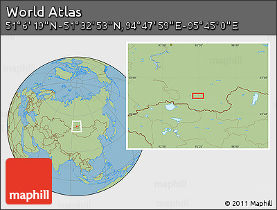 Savanna Style Location Map of the Area around 51° 19' 36" N, 95° 16' 30" E