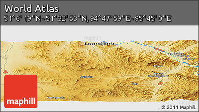 Physical Panoramic Map of the Area around 51° 19' 36" N, 95° 16' 30" E