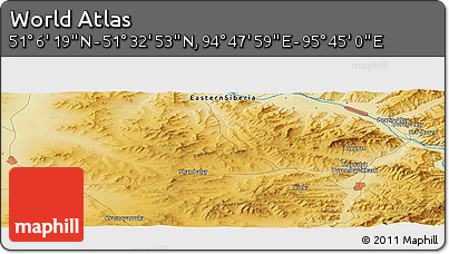 Physical Panoramic Map of the Area around 51° 19' 36" N, 95° 16' 30" E