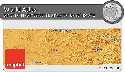 Political Panoramic Map of the Area around 51° 19' 36" N, 95° 16' 30" E