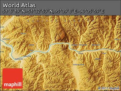 Physical Map of the Area around 51° 19' 36" N, 96° 7' 30" E